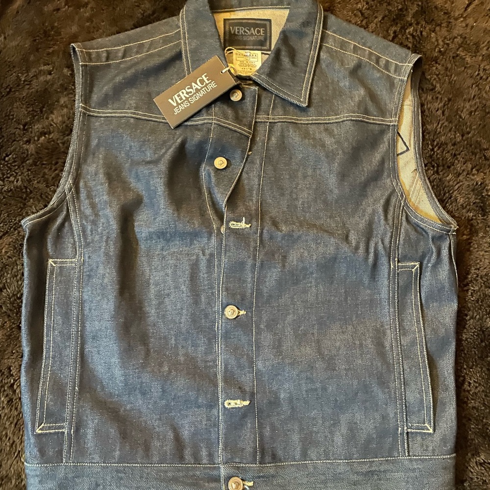Authentic  Versace Blue Denim Vest